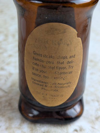 Vintage French's Hickory Smoke Salt 3oz Glass Bottle with Original Label and Lid
