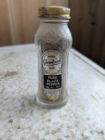 Vintage Glenwood Black Pepper 1.25oz with Original Label and Lid