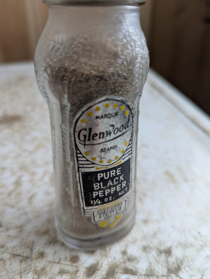 Vintage Glenwood Black Pepper 1.25oz with Original Label and Lid