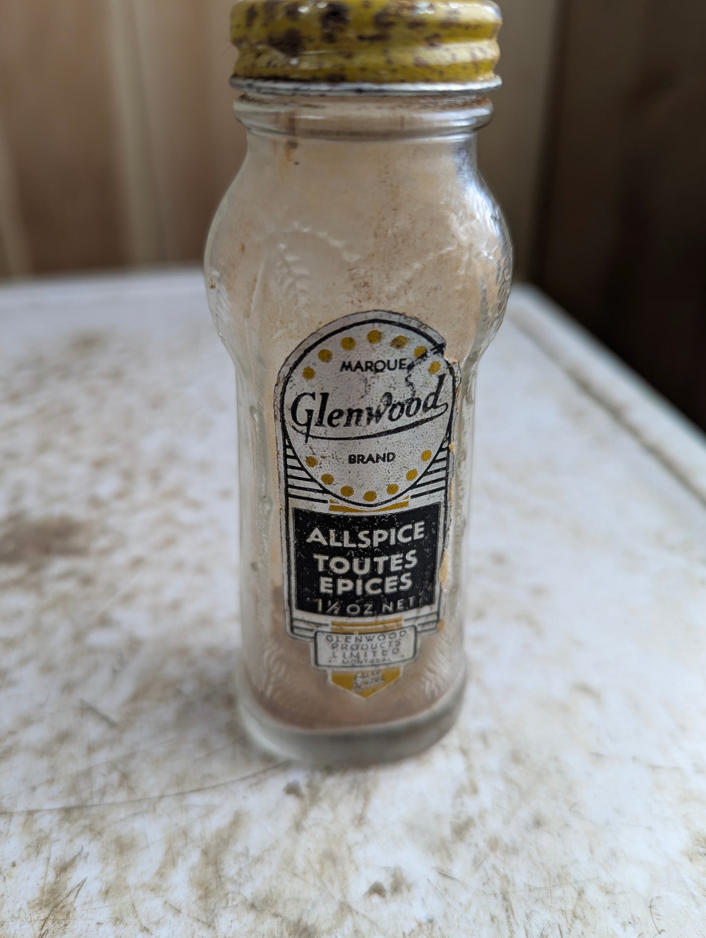 Vintage Glenwood 1.5oz Allspice Bottle with Original Label and Cap