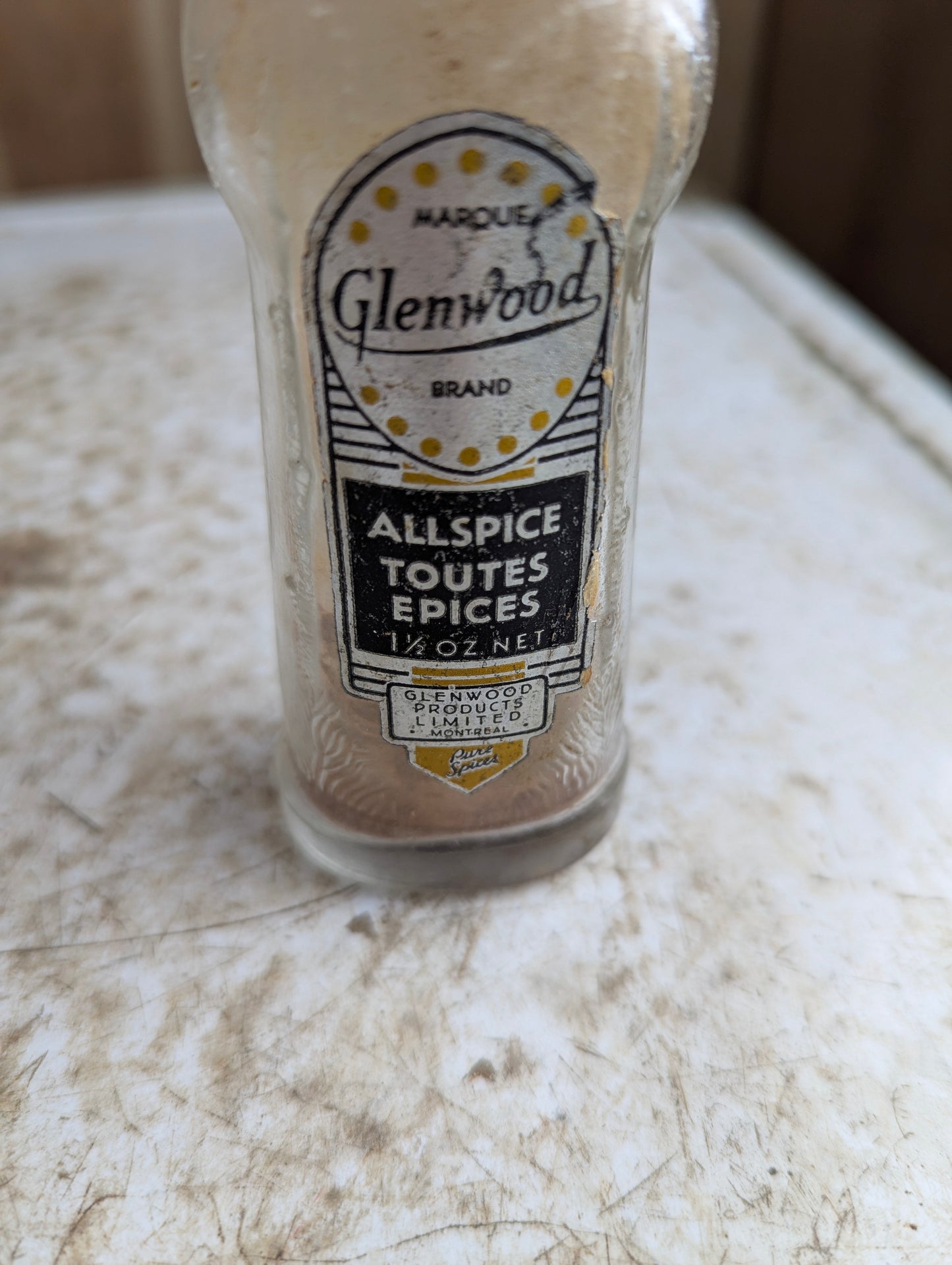 Vintage Glenwood 1.5oz Allspice Bottle with Original Label and Cap
