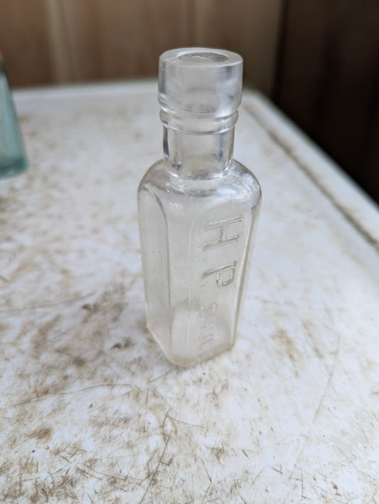 Small Antique H.P. Sauce Embossed Glass Sample Bottle