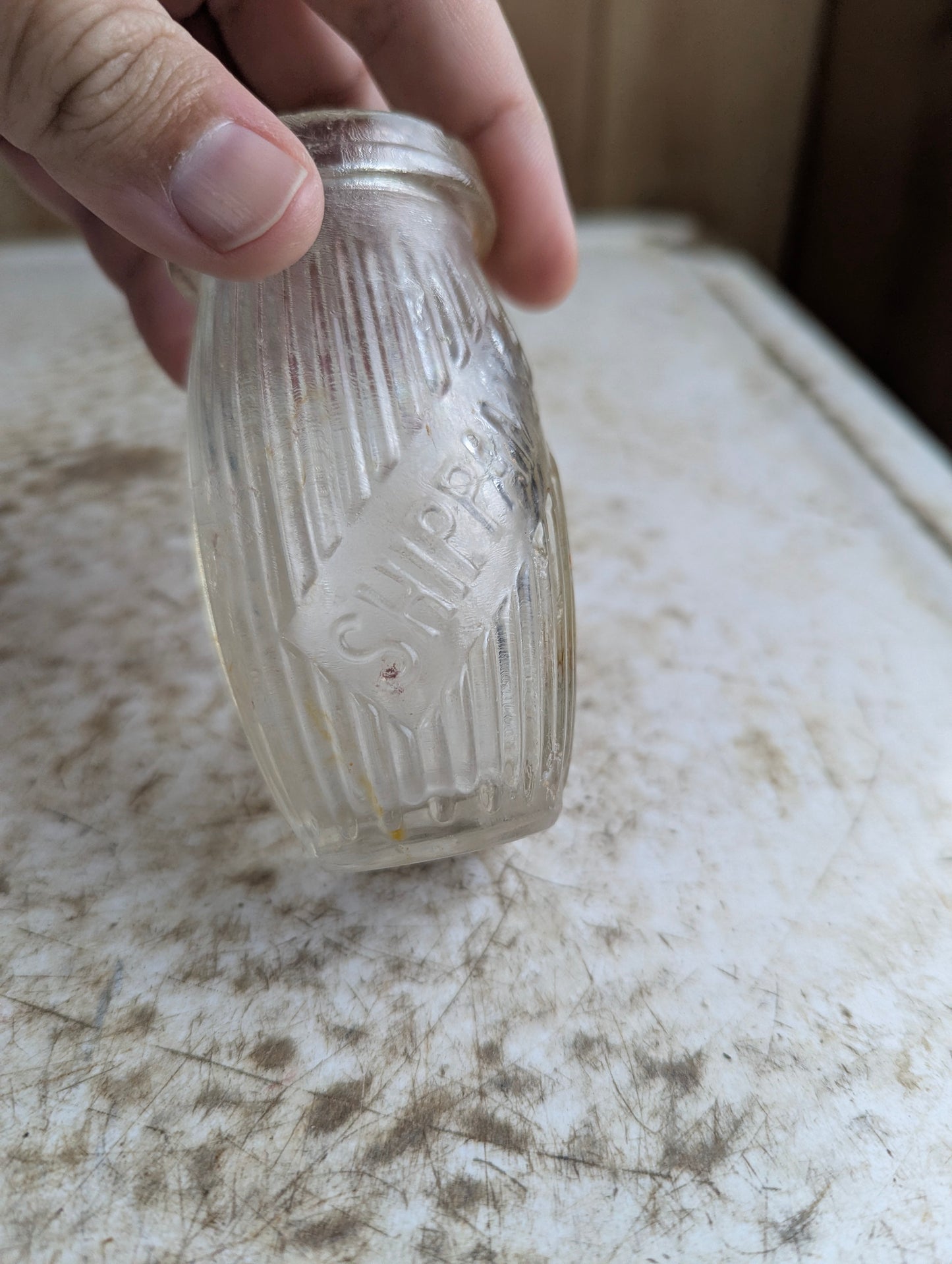 1920s Shippam's Embossed Glass Paste Jar