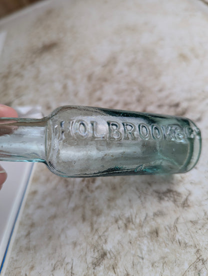 Antique 1890s Holbrook & Co Sauce Embossed Aqua Glass Bottle