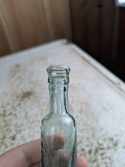 Antique 1890s Holbrook & Co Sauce Embossed Aqua Glass Bottle