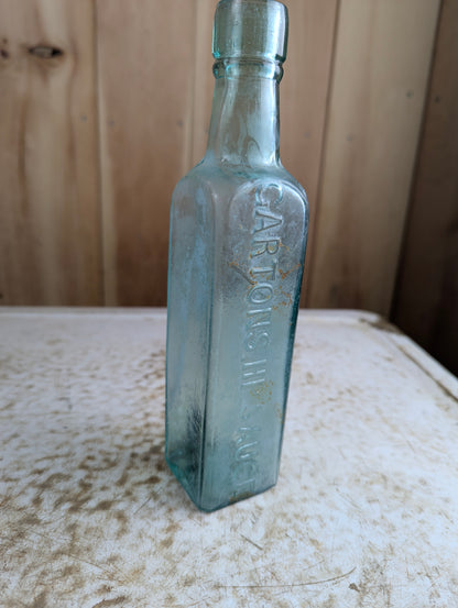 Antique 1900s Garton's HP Sauce Embossed Aqua Glass Bottle