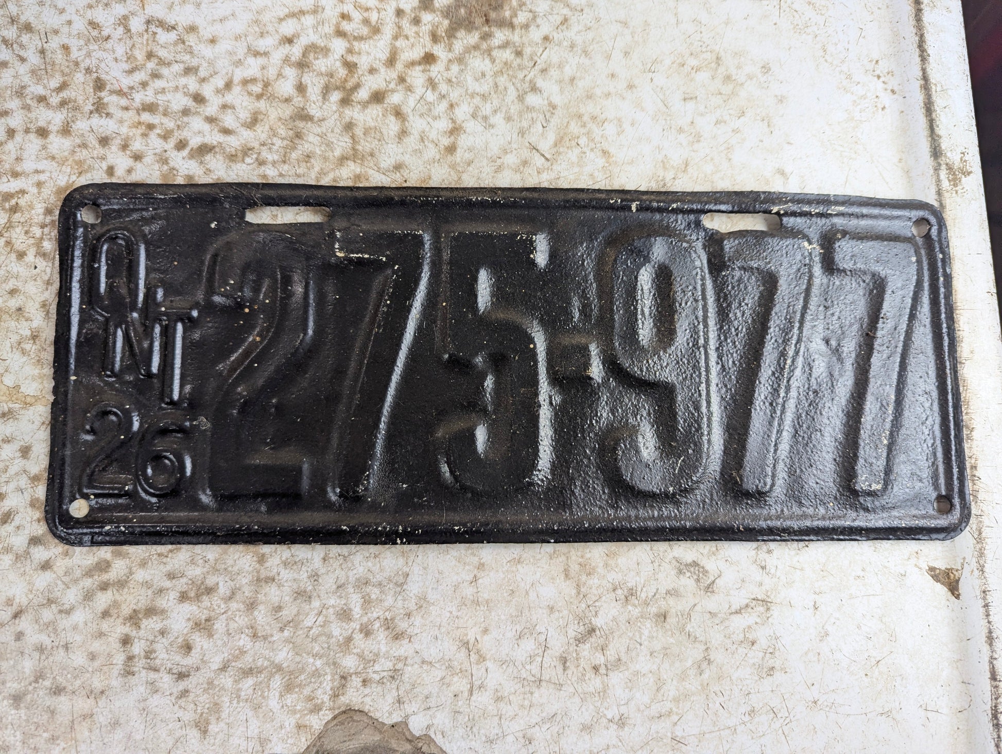 Antique 1926 Ontario Passenger License Plate