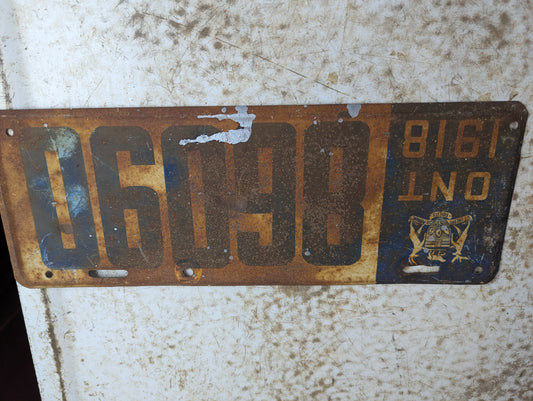 Antique 1918 Ontario License Plate