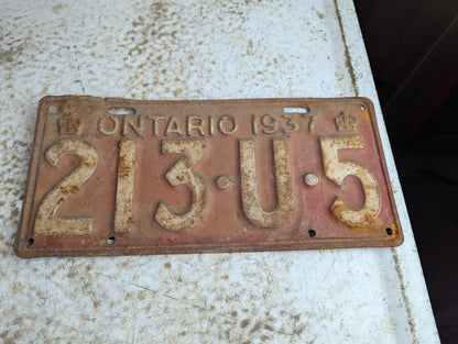 1937 Ontario License Plate