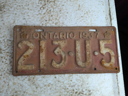 1937 Ontario License Plate