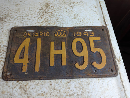 1943 Ontario Wartime License Plate