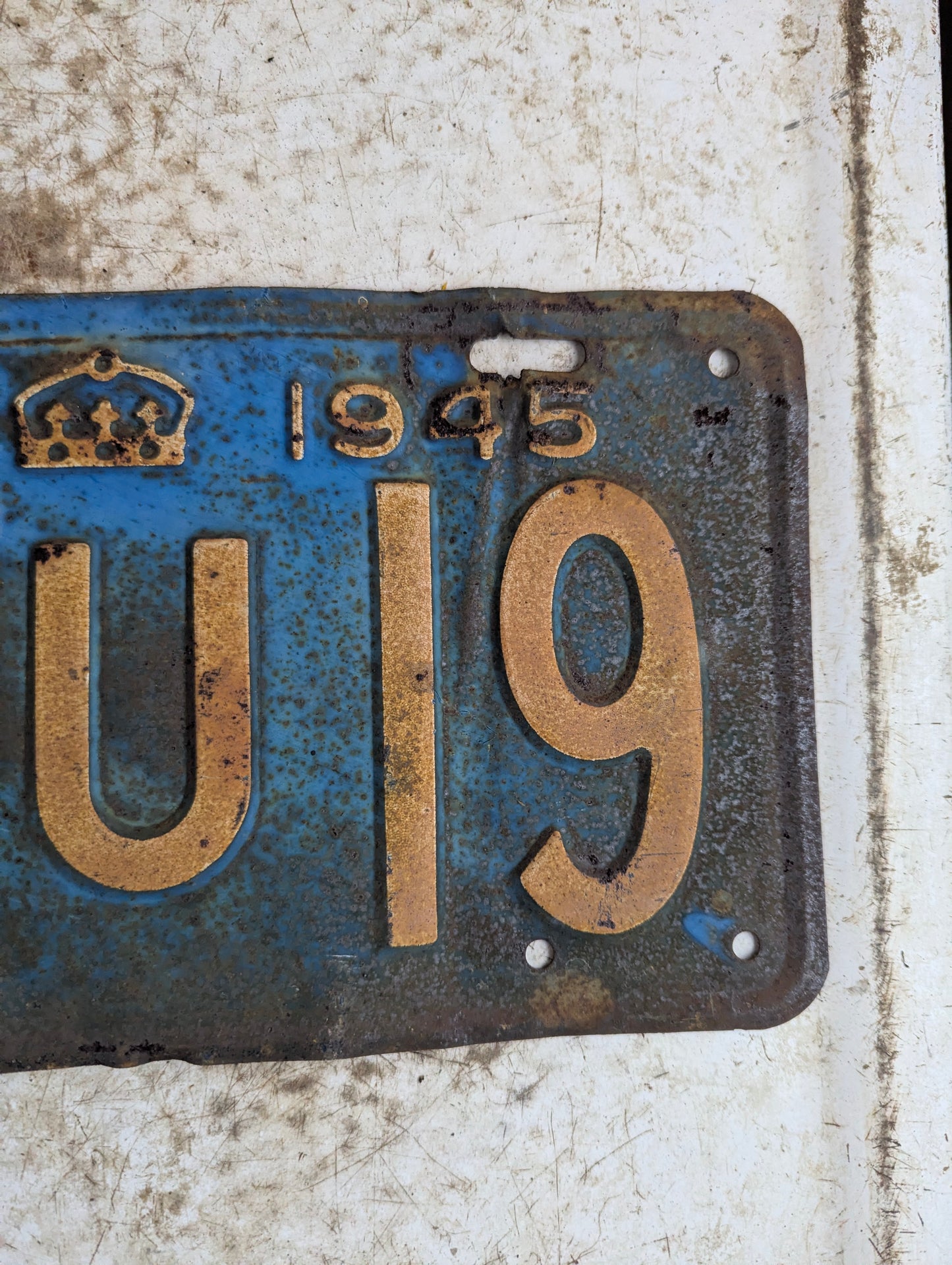 1945 Ontario License Plate with Original Paint