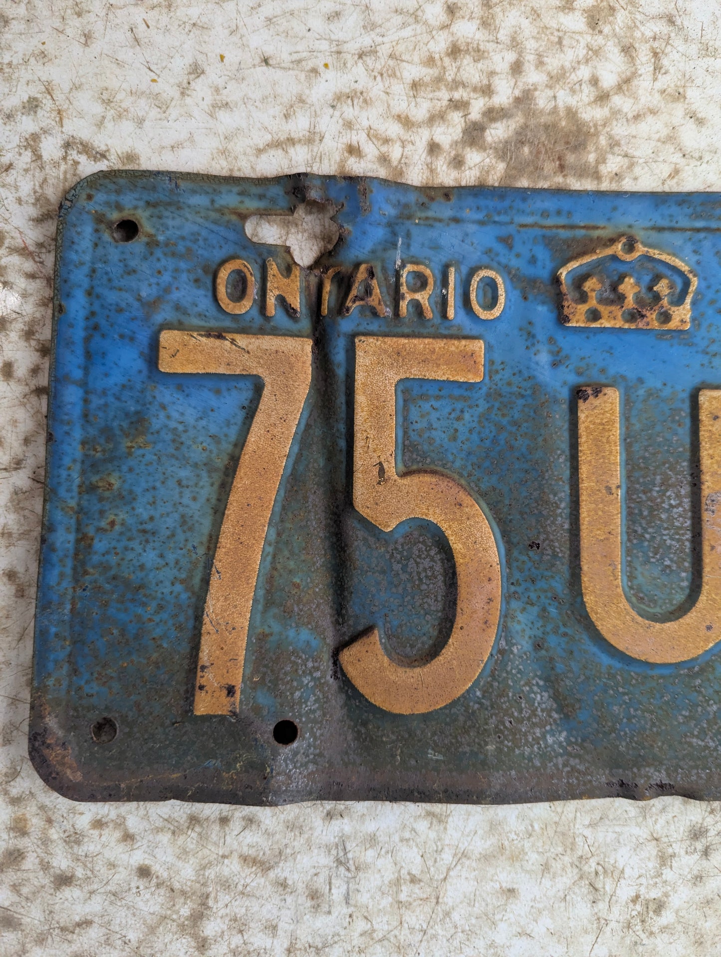 1945 Ontario License Plate with Original Paint
