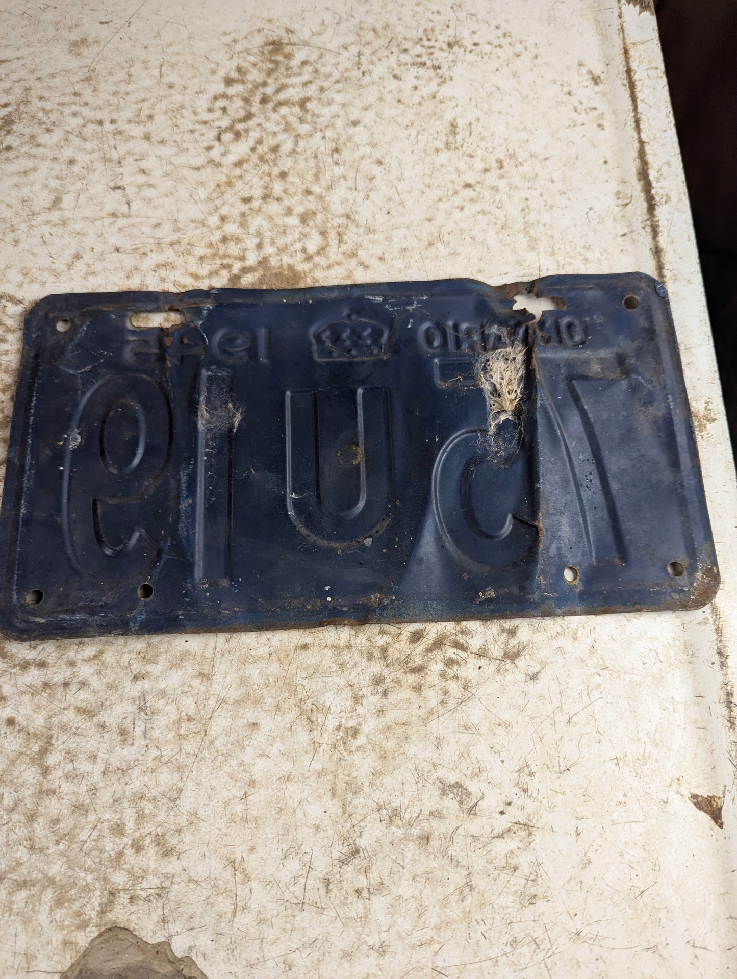 1945 Ontario License Plate with Original Paint