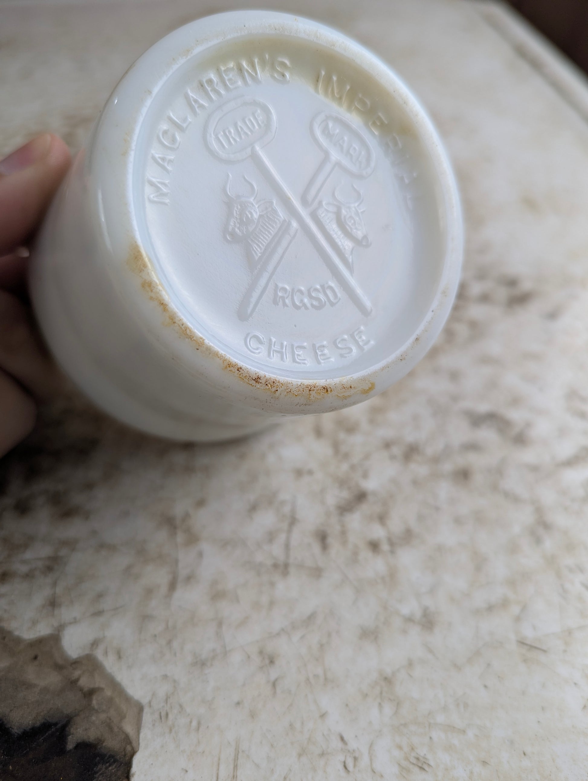 Antique MacLaren's Imperial Cheese Milk Glass Jar