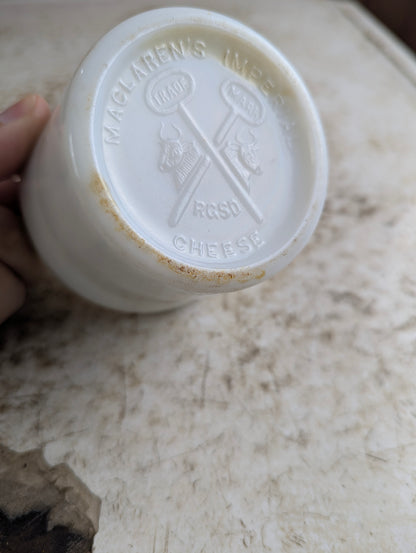 Antique MacLaren's Imperial Cheese Milk Glass Jar