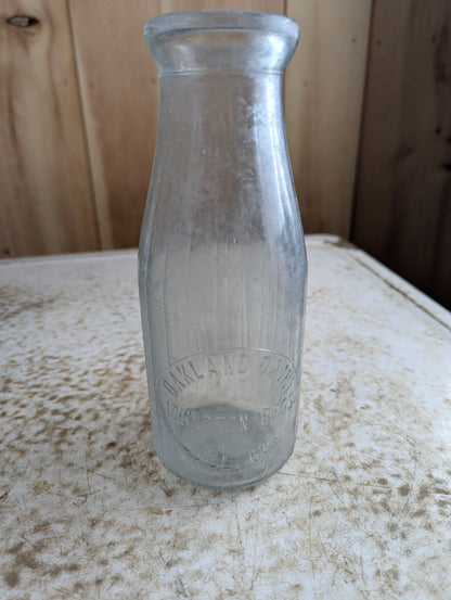 Vintage Oakland Dairy Embossed Pint Milk Bottle