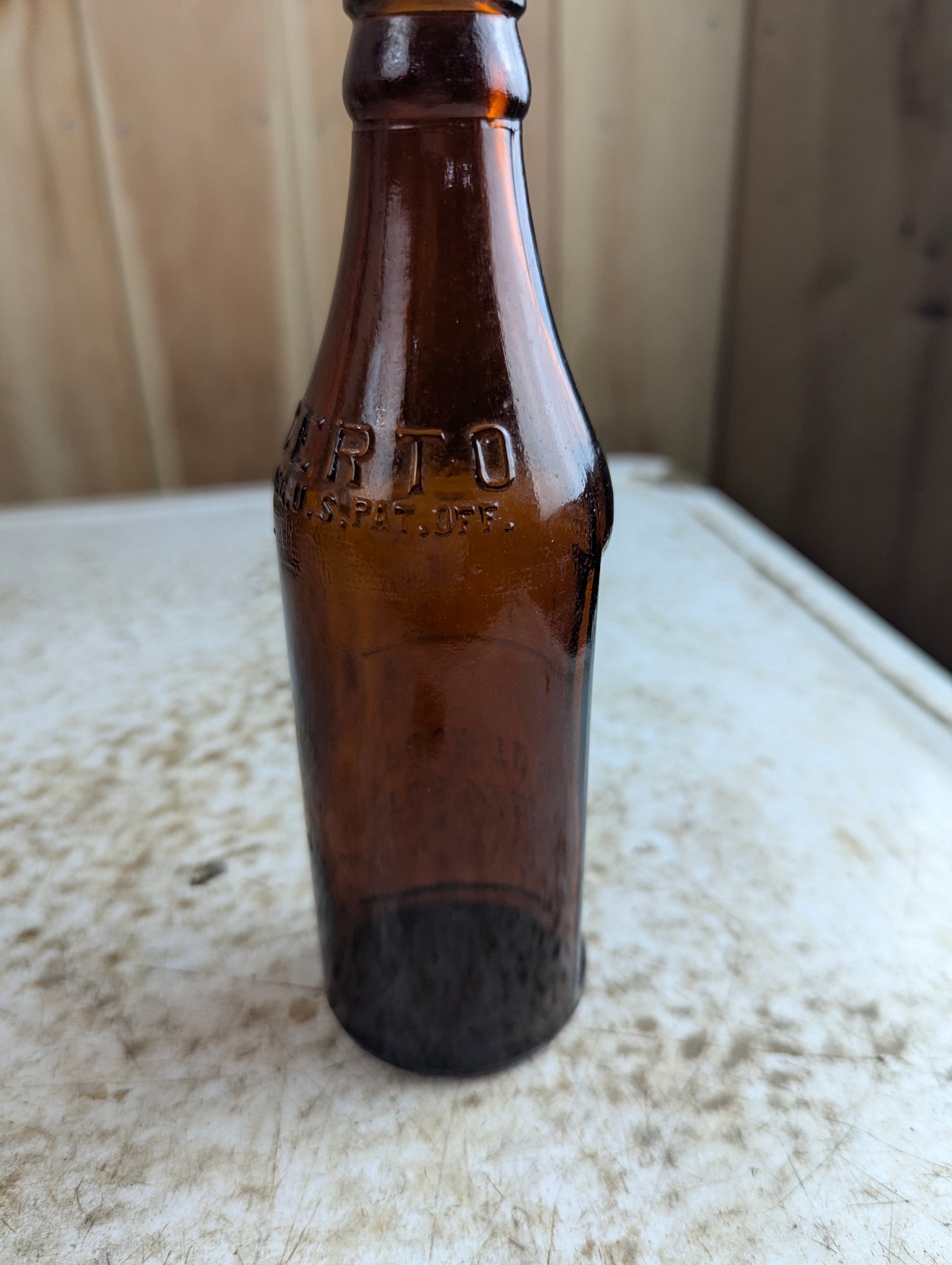 1930s Certo Fruit Pectin Embossed Amber Glass Bottle