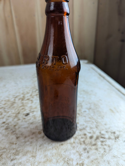 1930s Certo Fruit Pectin Embossed Amber Glass Bottle