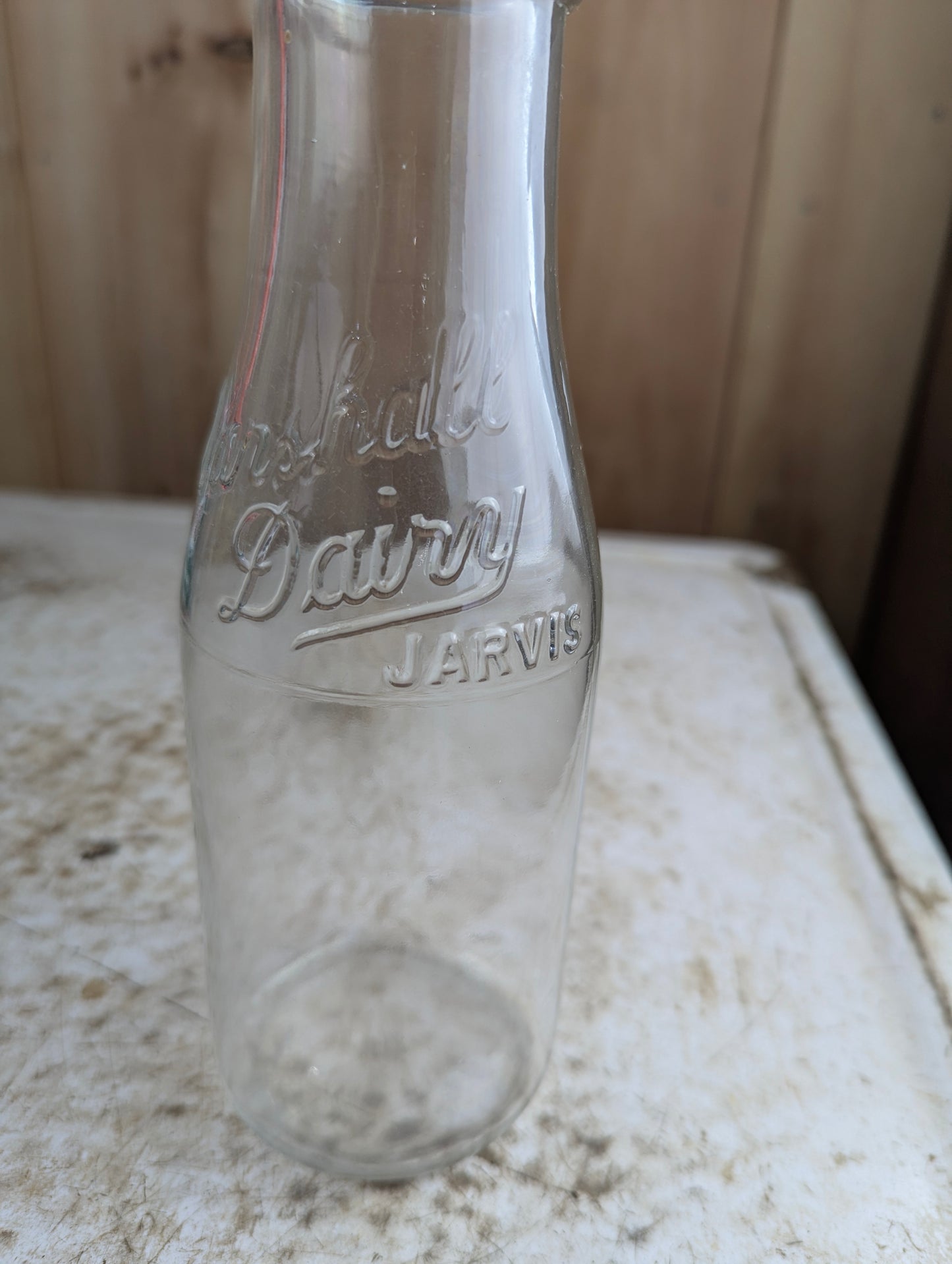 Vintage Marshall Dairy Jarvis Embossed Pint Milk Bottle