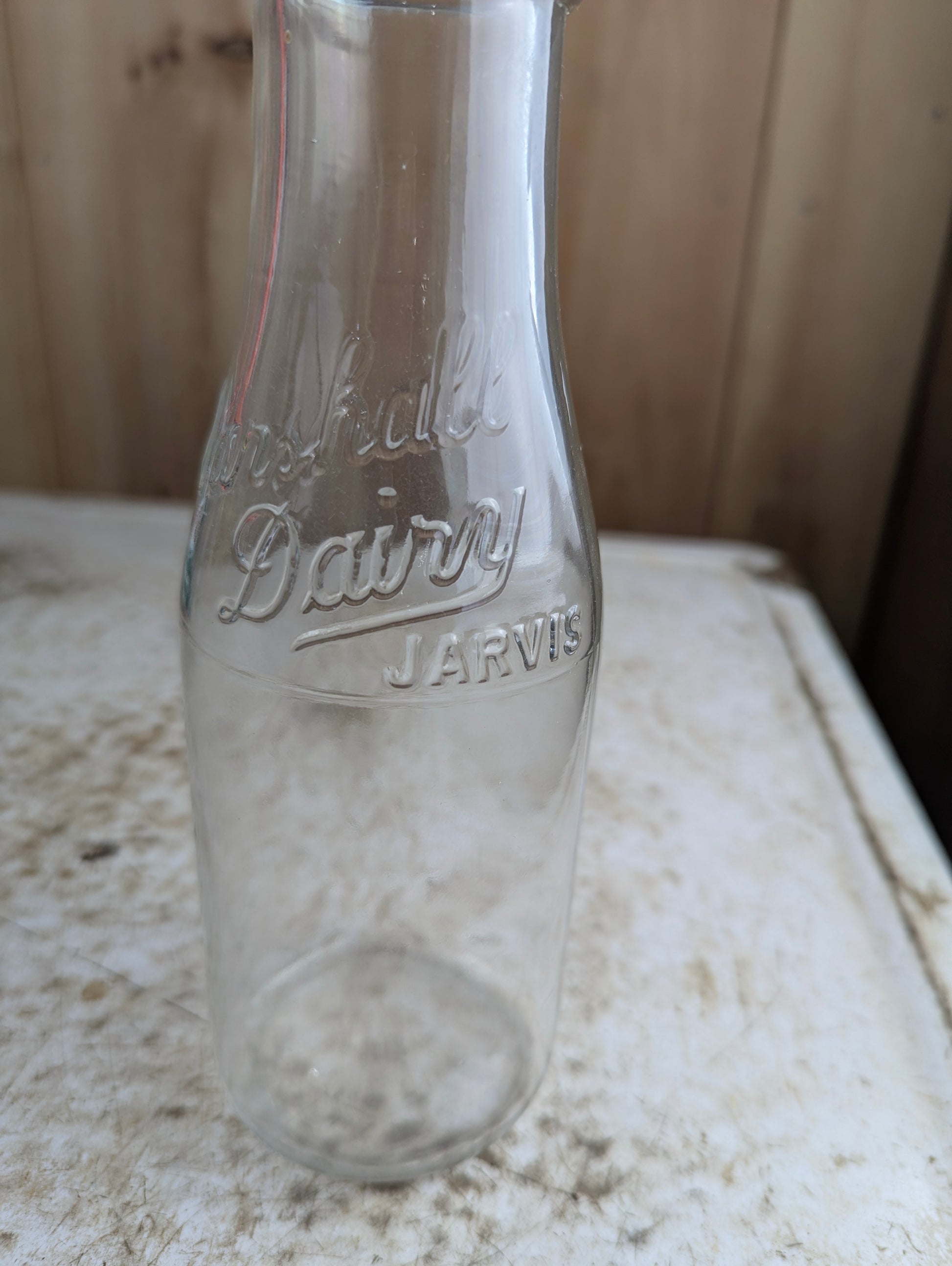 Vintage Marshall Dairy Jarvis Embossed Pint Milk Bottle