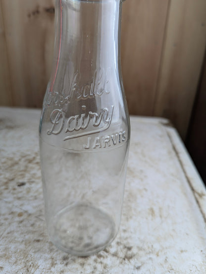 Vintage Marshall Dairy Jarvis Embossed Pint Milk Bottle