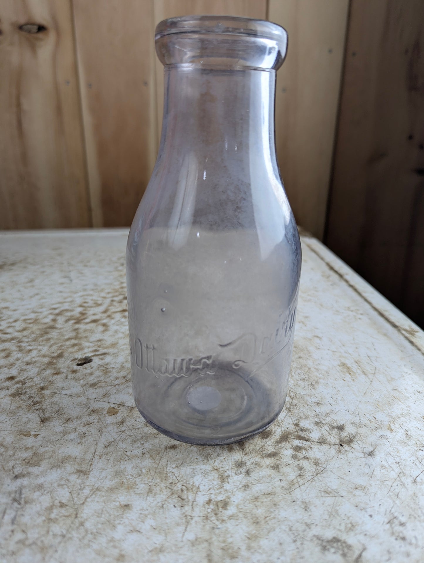 Antique Ottawa Dairy Embossed Pint Milk Bottle