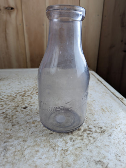 Antique Ottawa Dairy Embossed Pint Milk Bottle