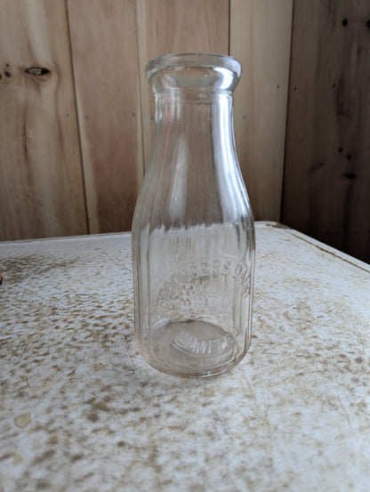 Vintage Producers Dairy Ribbed Embossed Glass Pint Milk Bottle