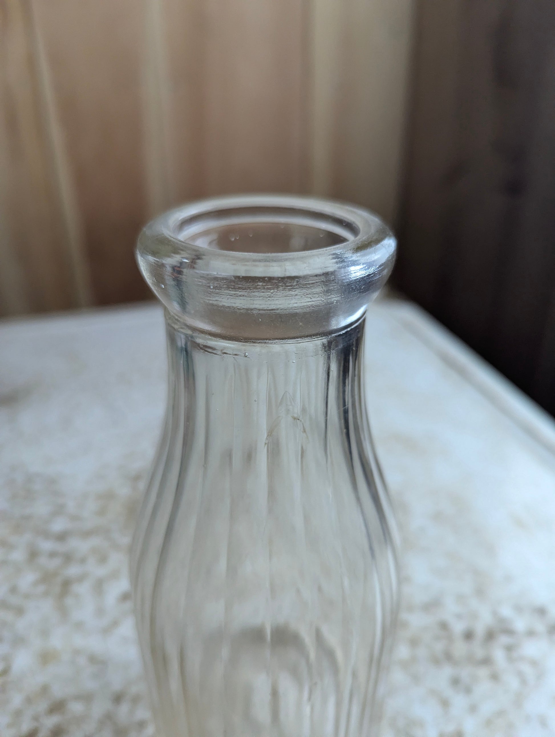 Vintage Producers Dairy Ribbed Embossed Glass Pint Milk Bottle