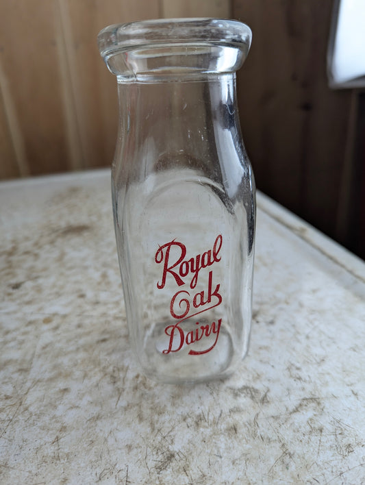 Vintage Royal Oak Dairy Hamilton Pyroglaze Half-Pint Milk Bottle
