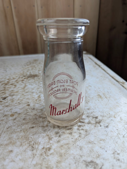 Vintage Marshall's Port Elgin Dairy Pyroglaze Quarter-Pint Milk Bottle