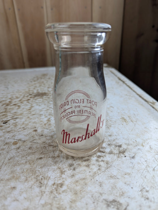 Vintage Marshall's Port Elgin Dairy Pyroglaze Quarter-Pint Milk Bottle