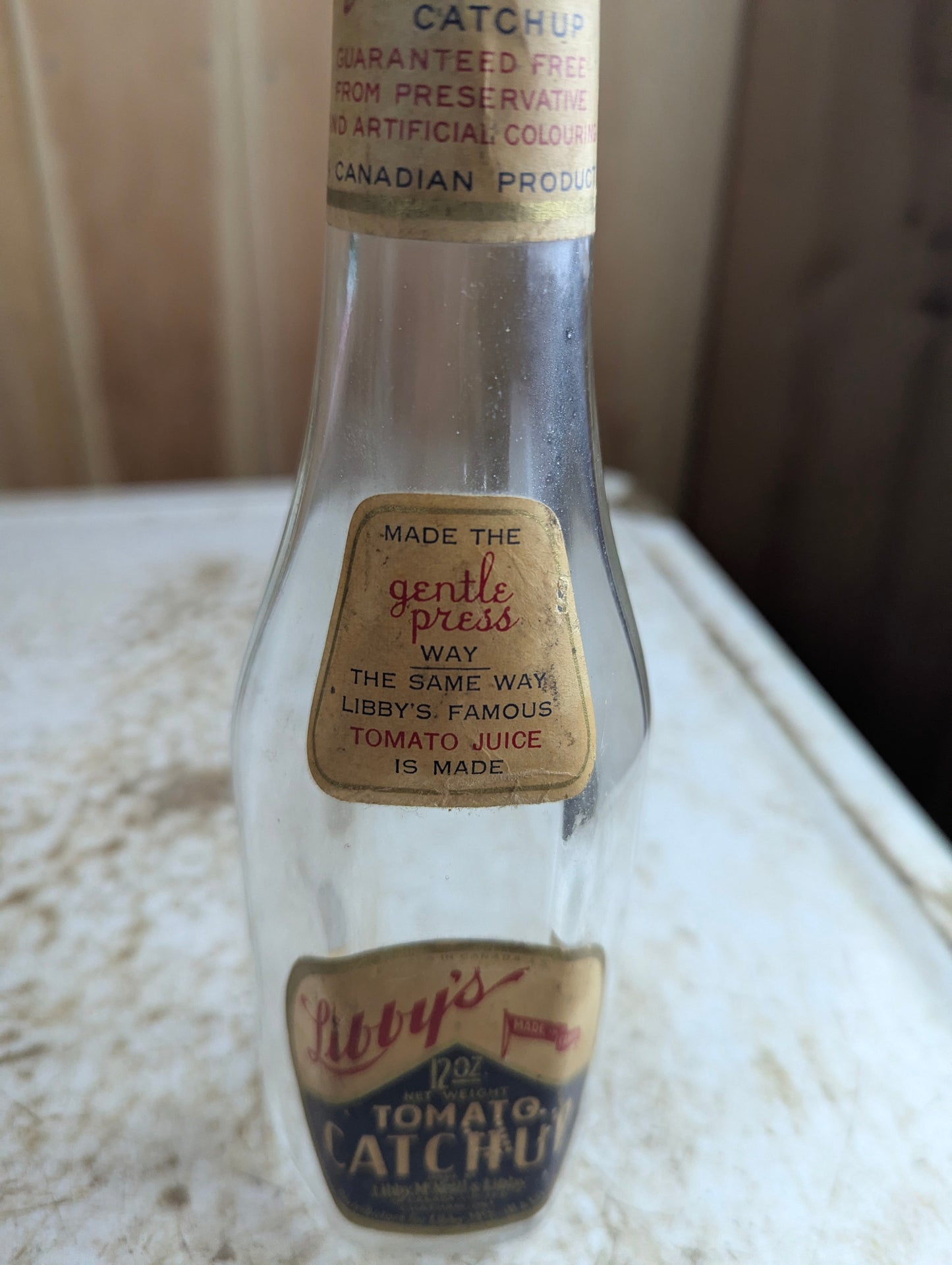 1930s Libby's Tomato Catchup 12oz Ketchup Bottle with Original Label and Cap