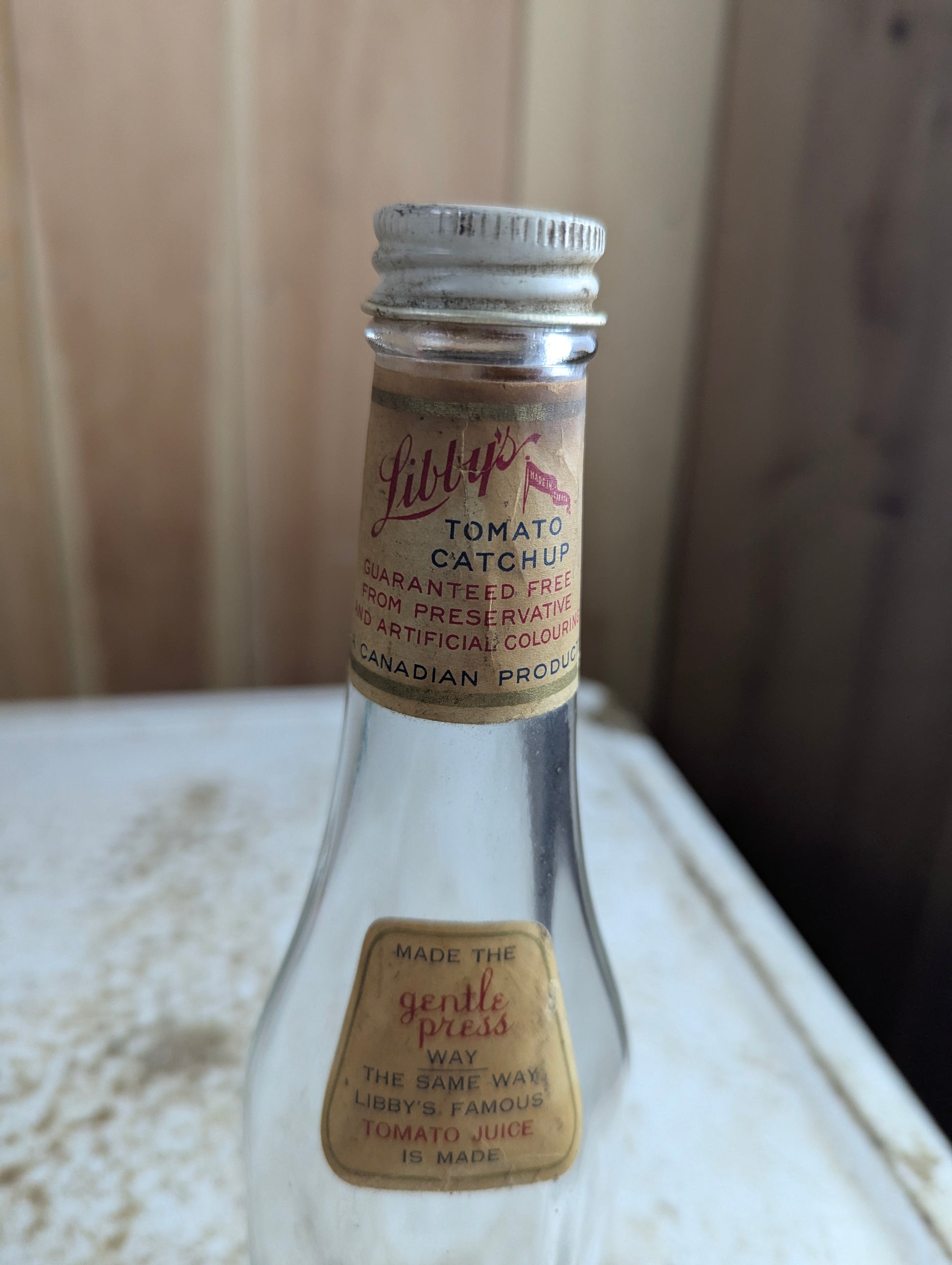 1930s Libby's Tomato Catchup 12oz Ketchup Bottle with Original Label and Cap