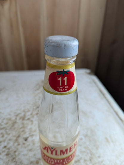 1940s Aylmer Tomato Catsup 11oz Ketchup Bottle with Original Label and Cap