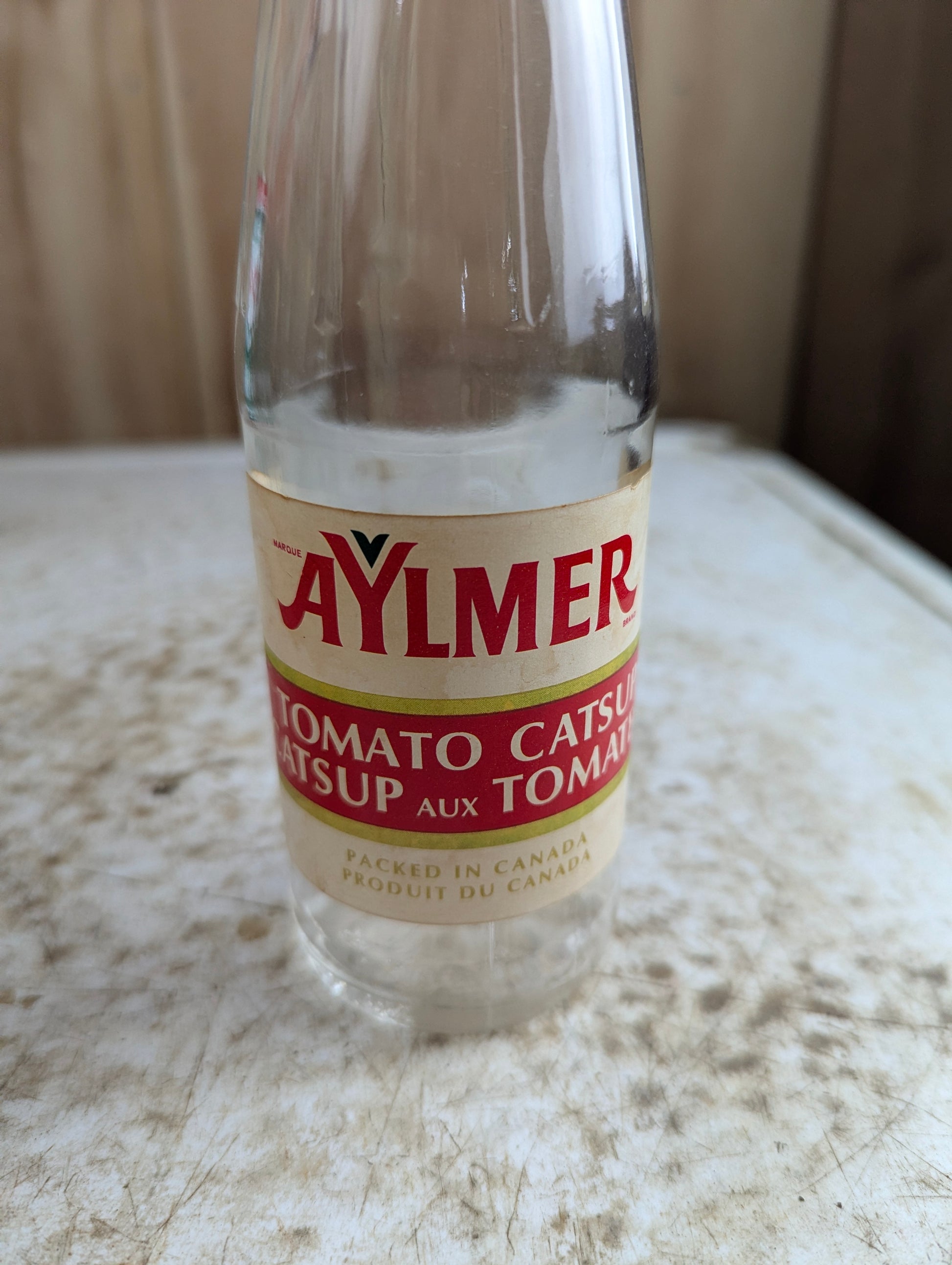 1940s Aylmer Tomato Catsup 11oz Ketchup Bottle with Original Label and Cap