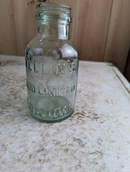 1910s Mellin's Food Limited London Infant Food Embossed Aqua Glass Bottle