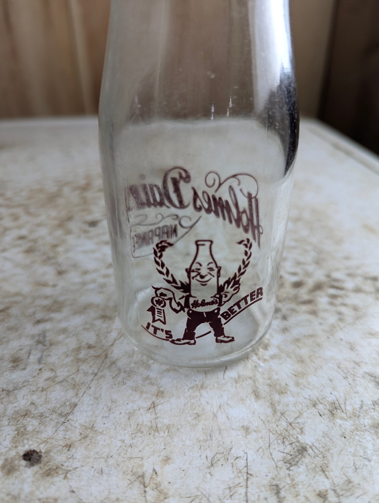 Vintage Holmes Dairy Napanee Pyroglaze Half-Pint Milk Bottle