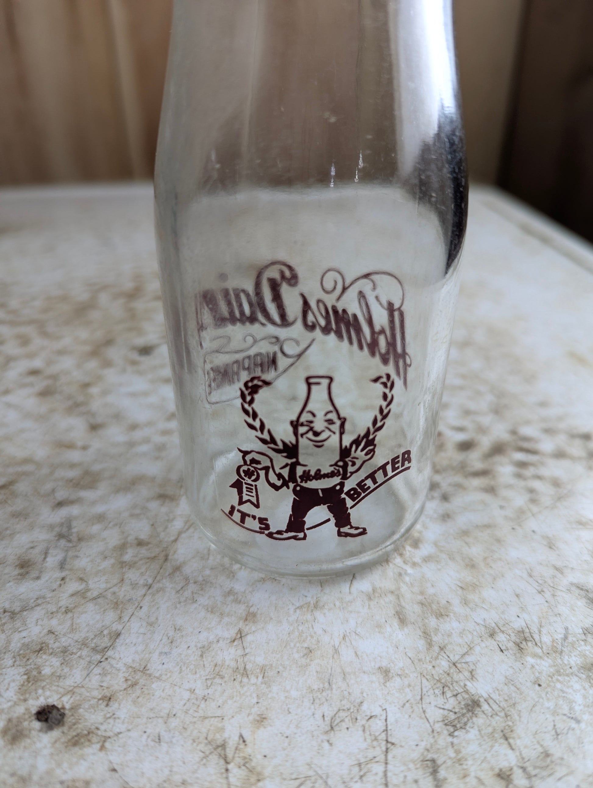 Vintage Holmes Dairy Napanee Pyroglaze Half-Pint Milk Bottle
