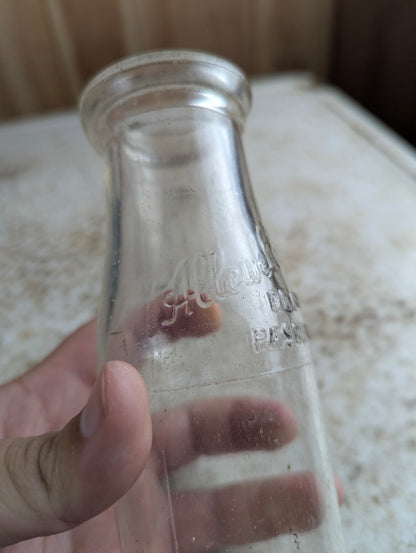 Vintage Allewell's Dairy Penetang Embossed Half-Pint Milk Bottle
