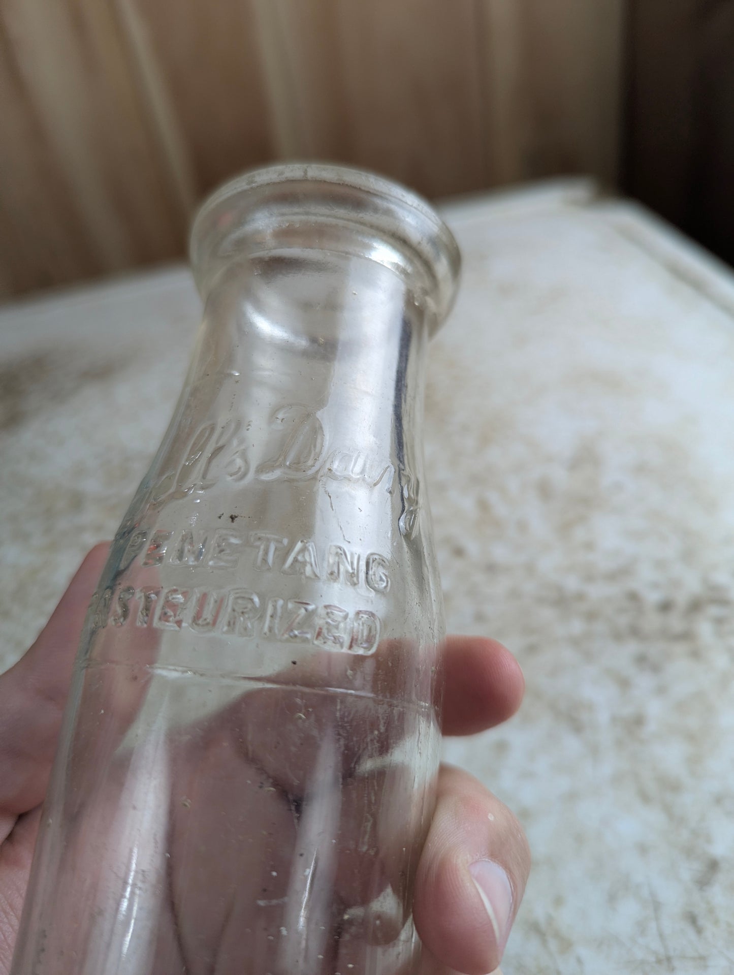 Vintage Allewell's Dairy Penetang Embossed Half-Pint Milk Bottle