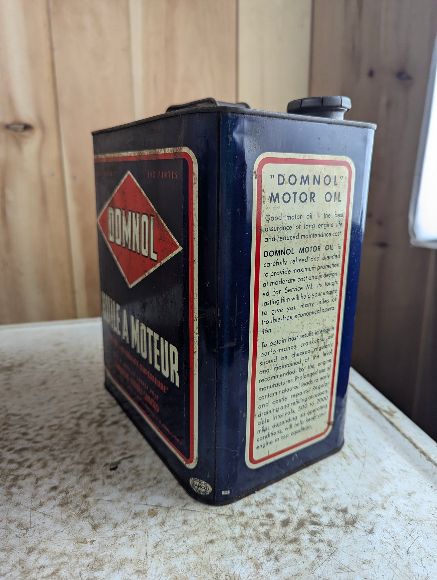 Vintage Domnol Motor Oil 6-Quart Can