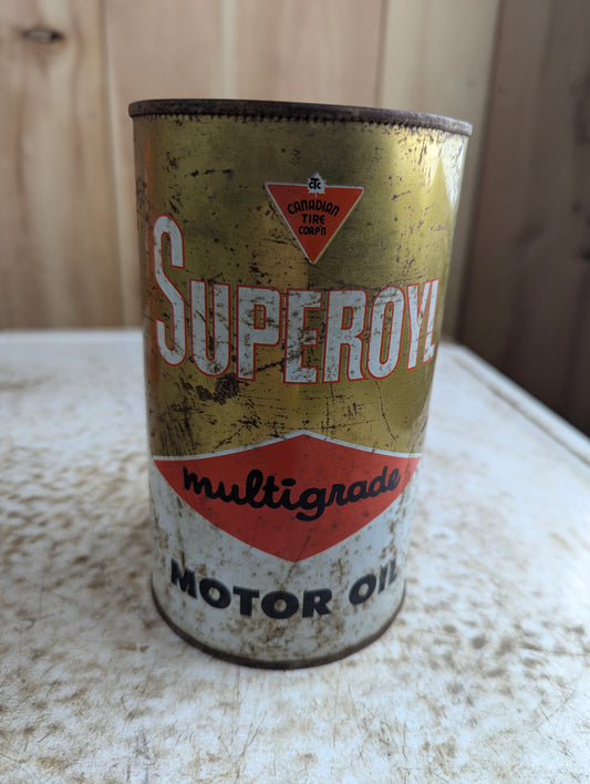 Vintage Canadian Tire Superoyl Multigrade Motor Oil Quart Can