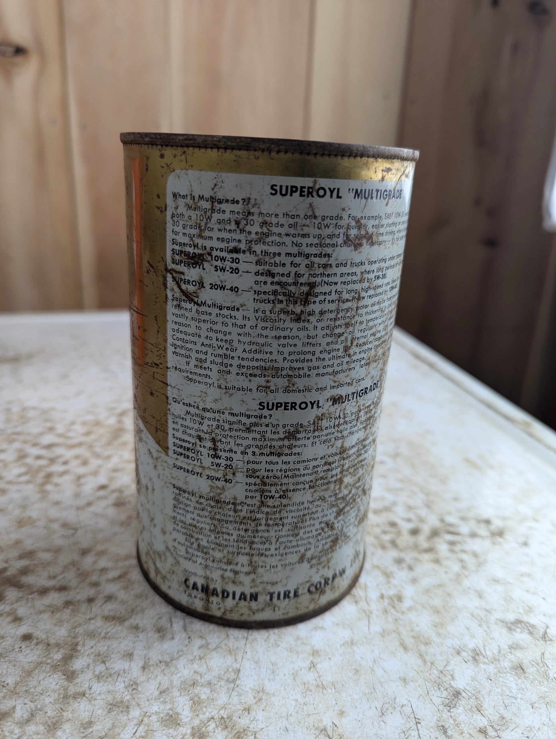 Vintage Canadian Tire Superoyl Multigrade Motor Oil Quart Can
