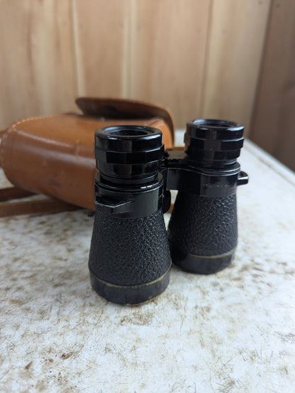 Vintage Chartes Paris Brass Binoculars in Leather Case