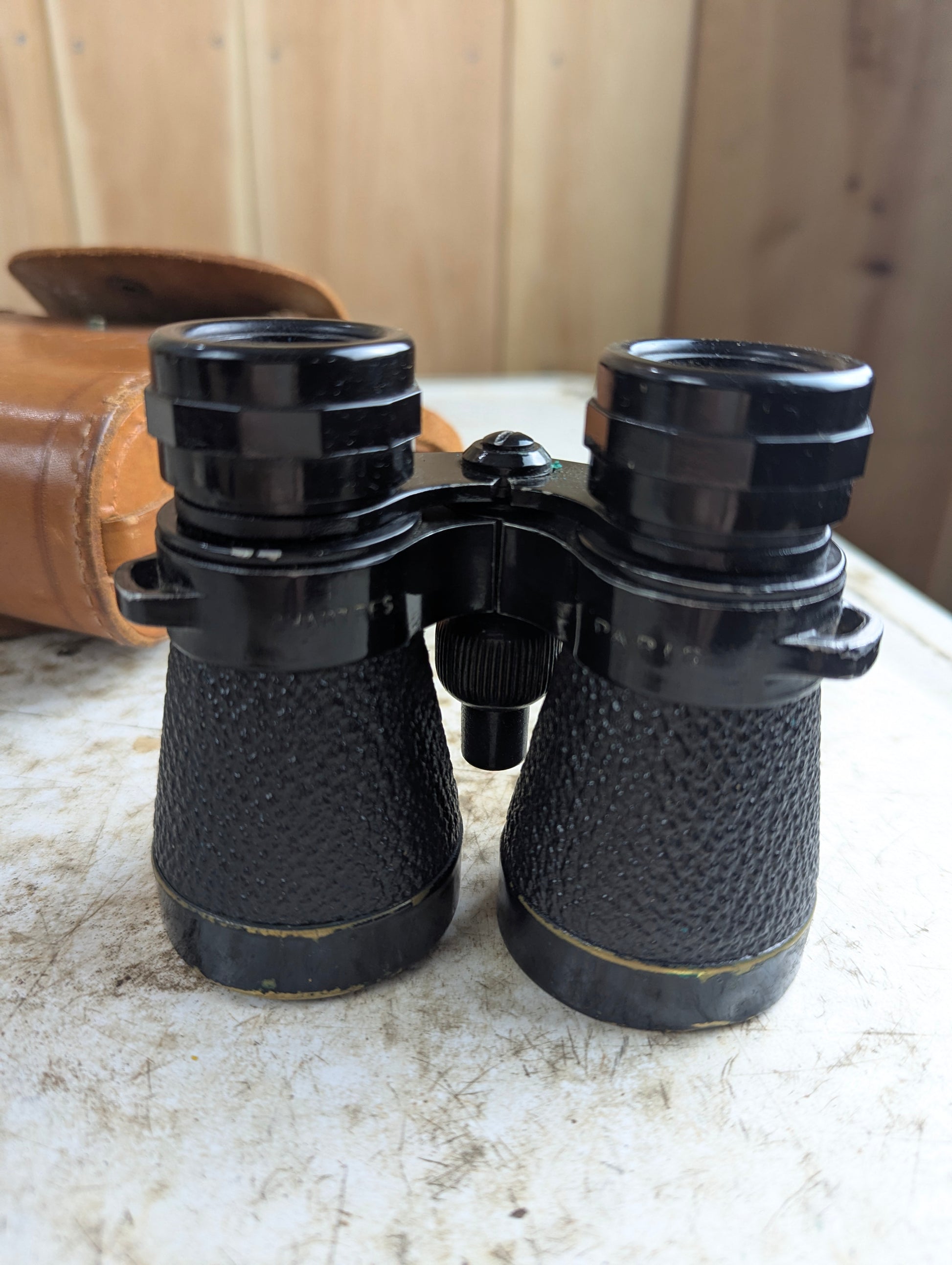 Vintage Chartes Paris Brass Binoculars in Leather Case