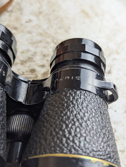 Vintage Chartes Paris Brass Binoculars in Leather Case