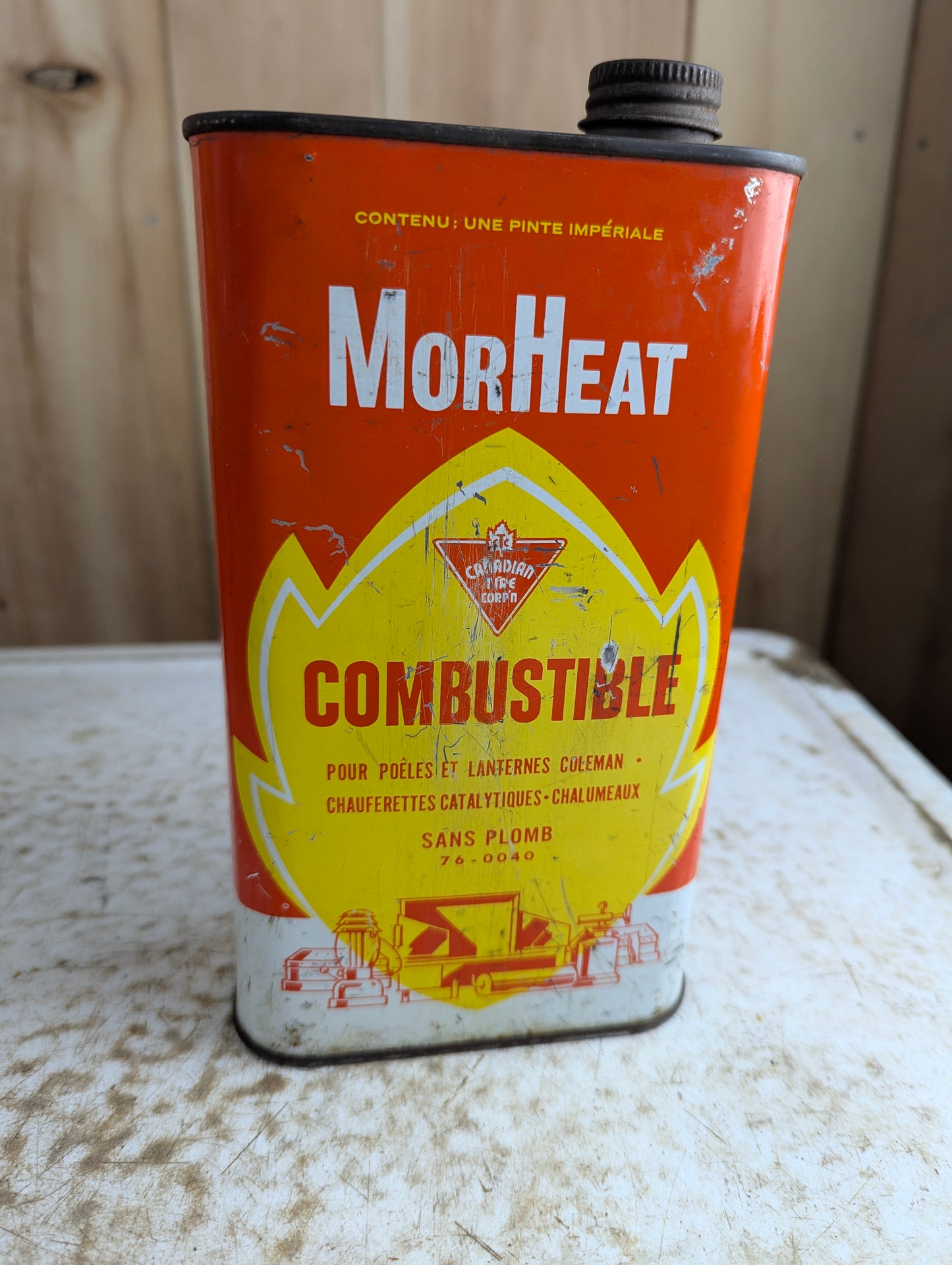 Vintage Canadian Tire MorHeat Fuel Pint Tin