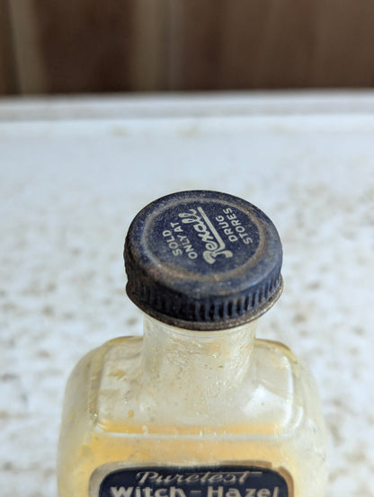 Vintage Puretest Witch-Hazel 4oz Glass Bottle Filled with Original Label and Cap